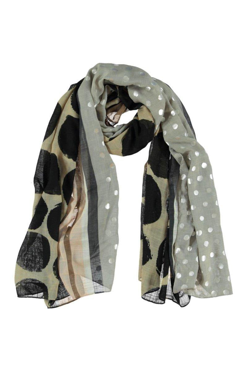 A-zone sjaal zilveren en zwarte polka dot