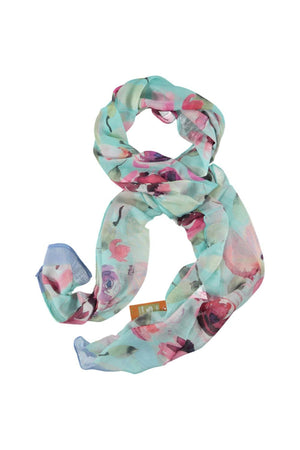 SILK ROUTE sjaal turquoise pastel bloem print