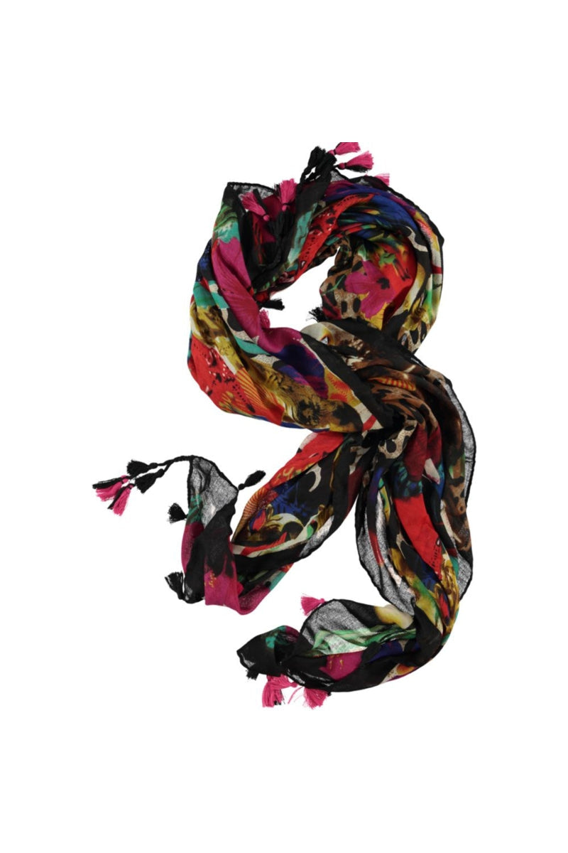 Sjaal levendige multicolor print met vogels
